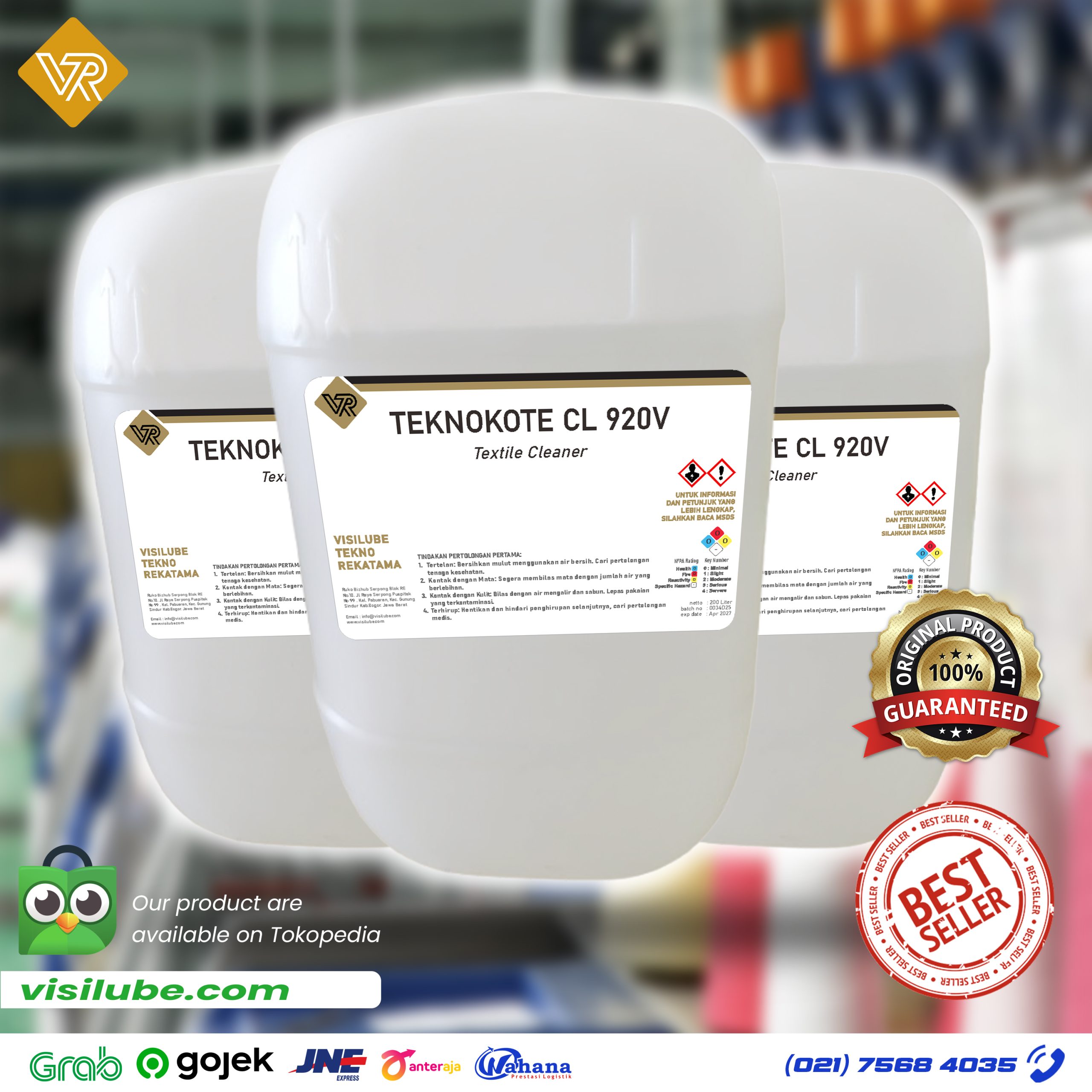Pembersih tekstil tanpa residu licin TEKNOKOTE CL 920 V
